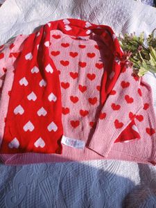 Pink Heart Sweater with scarf