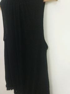 ZARA Chic Black Sleeveless Top with Ruffle Neck