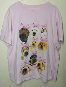 Pink Dog Print T-Shirt