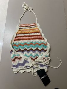 Crochet Halter Neck Tank Top