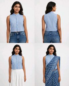 Brand New Handmade Sleeveless Crop Shirt Top (Size