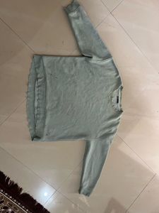 Zara Sage Green Relaxed Fit Crewneck Sweatshirt -