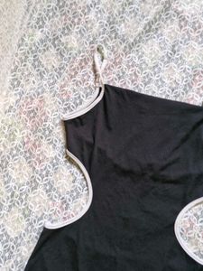 Trendy Cutout Black Ribbed Mini Dress