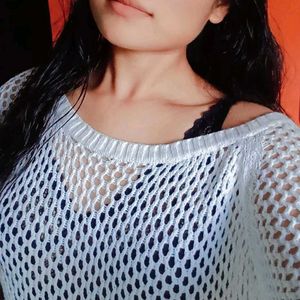 Stylish White Mesh Top