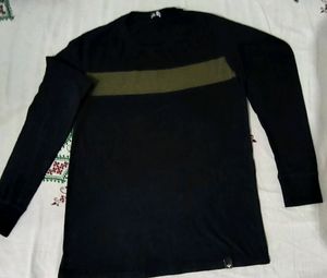 Men Black Full Sleeves Trending T Shirt
