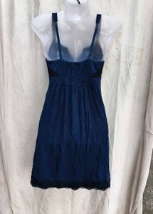 I. Lace Trimmed Navy Night Slip Dress