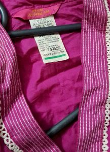 Pink Cotton Kurta with Lace