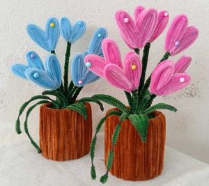 Handmade Pipe Cleaner Flower Pots(set of 2)
