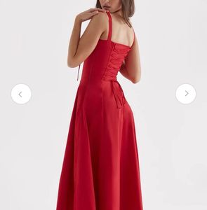 Fit and Flared Midi Side Slit Red Dress