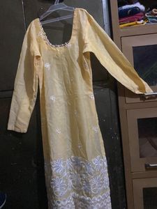 Cream Embroidered Kurti