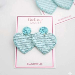 Charming Beaded Heart Earrings🩵