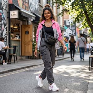 Pink &amp; Grey Colorblock Windbreaker Jacket