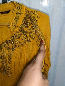 Long kurti with shrug full embroidery work