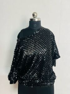 Sparkling Sequin One-Shoulder Top
