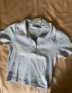 Zara Ribbed Polo Top