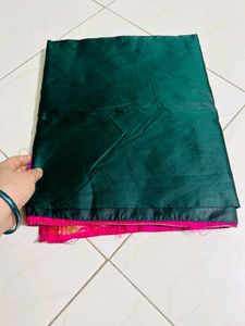 Radha Krishna Print Pink &amp; Green Saree With Blouse