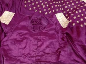 Elegant Maroon Embroidered Saree With Blouse