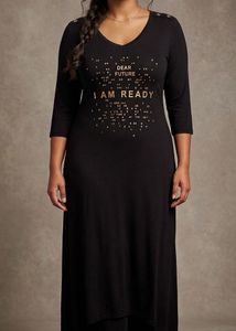 Black "I AM READY" Maxi Dress