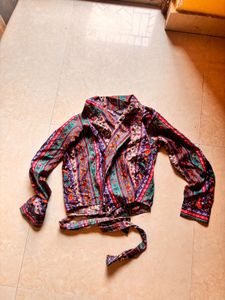 Boho Print Wrap Blouse