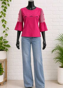 Cute Cat T-shirt with Mesh Sleeves