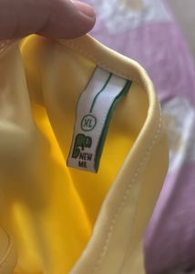 Elegant Yellow Ruched Midi Dress