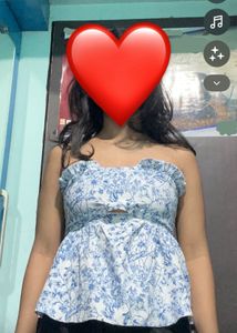 Blue Floral Print Top