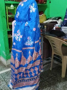Vibrant Blue Floral Saree