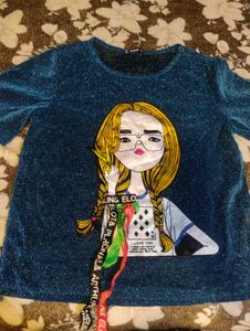 Blue Graphic Print Top