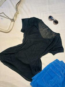 Stylish Black sheer tshirt for women