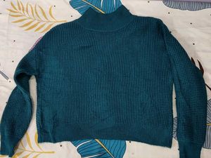 Stylish Teal Knit Sweater for plus Size