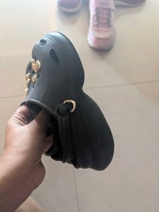 Cute Embellished Black Clogs