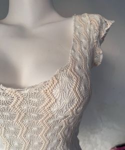 White Lace Cap Sleeve Top