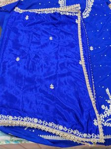 Royal Blue Embroidered bottom work suit