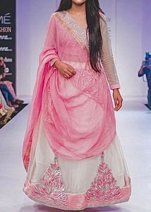 Beautiful Baby Pink &amp; White Lehenga Choli