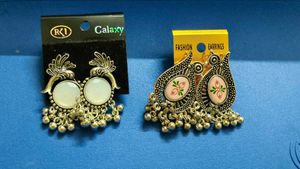 Two Designer Jhumka Earrings & One earring free