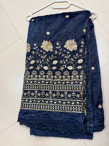 Elegant Navy Blue Embroidered fabric