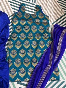 Beautiful Teal Kurta Set with Blue Dupatta
