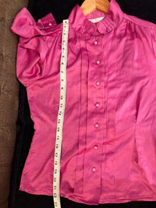 Elegant Pink Satin Button-Up Blouse