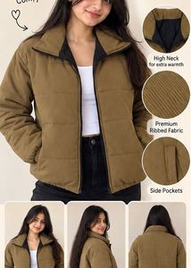 Trendy Olive Brown Puffer Jacket