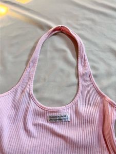 Y2K pink Ribbed Halter top