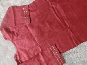 Elegant Red Kurta with Silver Embellishments