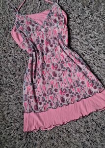 Pink Floral Print Mini Dress