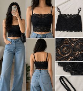 Black Lace Crop Top