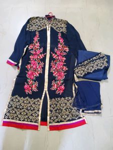Unique Design Semi-stitched EMBROIDERED suit With Stones Work
