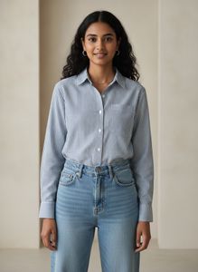 Blue Striped Button-Up Shirt