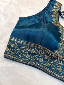 Embroidered Teal Blouse