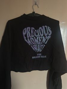 Black Cropped Long Sleeve Top