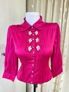 Vibrant Pink Embellished Blouse