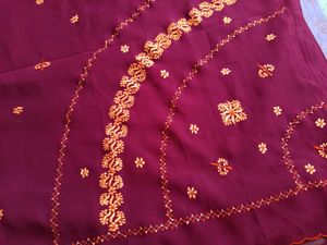 Purple Embroidered Saree