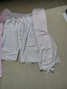 Pink Kurta with White plazo and dupptta